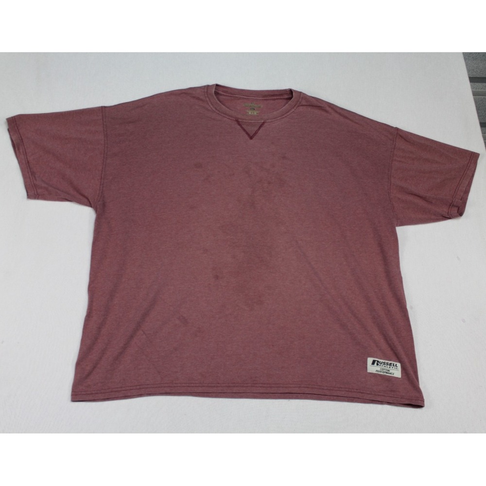 Russell T-Shirt Men XXL Red Good Vintage 90s‎ Cotton Performance Short Sleeve